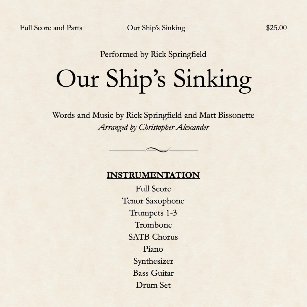 Our Ship S Sinking (arr. Christopher Alexander)