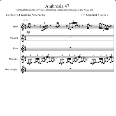 Ambrosia 47 for Harp, Violin, Flute, Percussion...