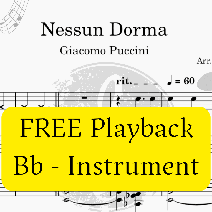 Nessun Dorma (Puccini) + FREE Mp3 Playback + PDF Solo and Piano Parts (arr. Fabio Eduardo de Oliveira)