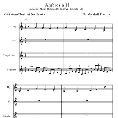 Ambrosia 11 for Harp, Flute, Harpsichord, Marimba