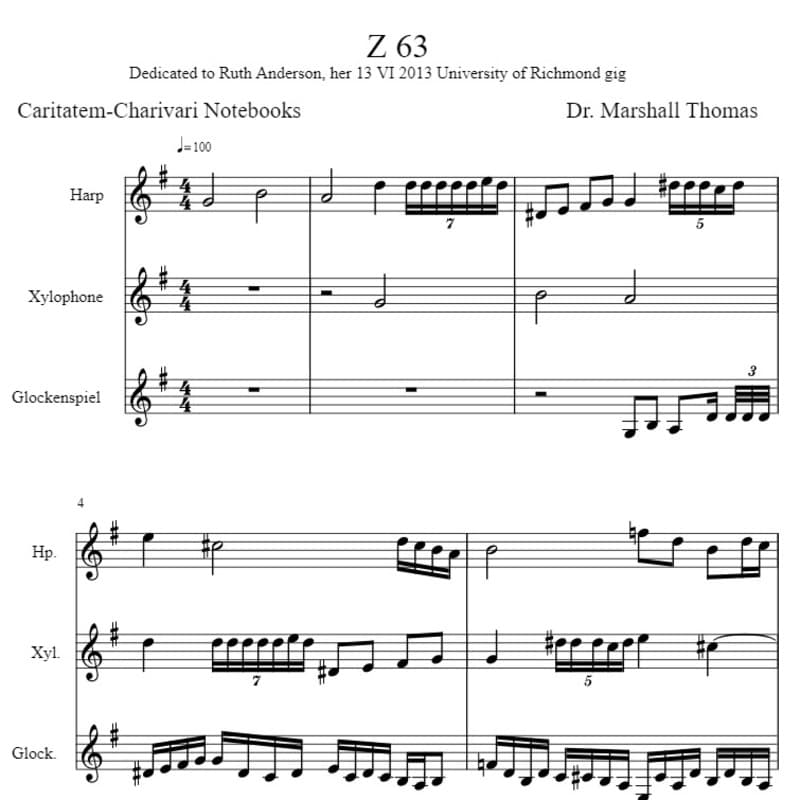 Z 63 for Harp. Xylophone, Glockenspiel