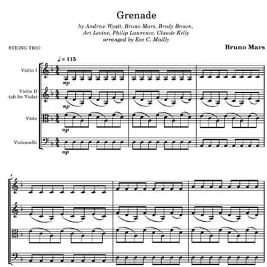 Grenade (arr. Eve C. Mailly - Zene Strings)