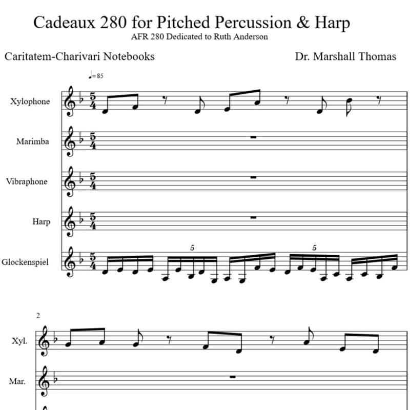Cadeaux 280 for Pitched Percussion & Harp