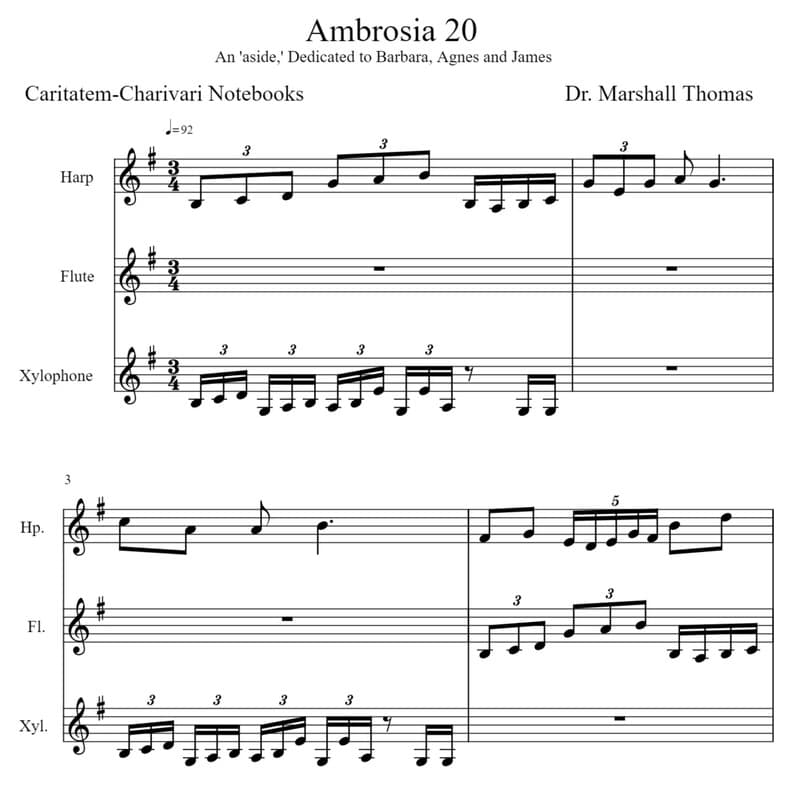 Ambrosia 20 for Harp, Flute, Xylophone