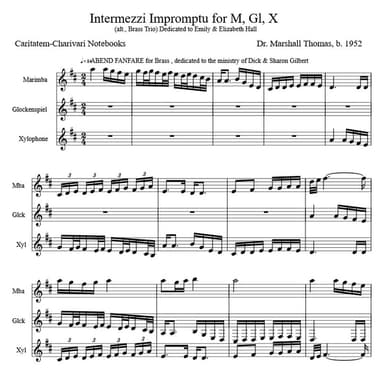 Intermezzi Impromptu for Marimba, Glockenspiel, Xylophone