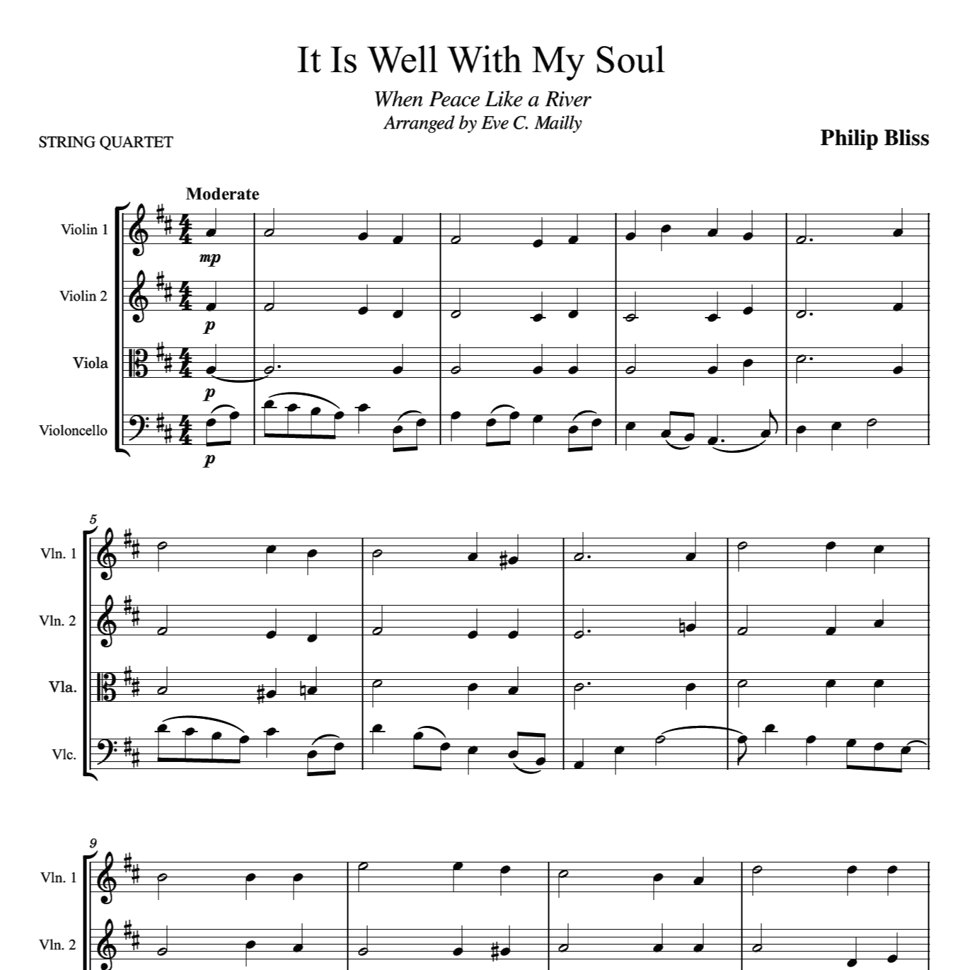 It is Well With My Soul (When Peace Like a River) - String Quartet (arr. Eve C. Mailly - Zene Strings)