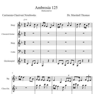 Ambrosia 125 for Harps, Guitar, 'cello, Glockenspiel