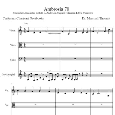Ambrosia 70 for String Trio & Glock.