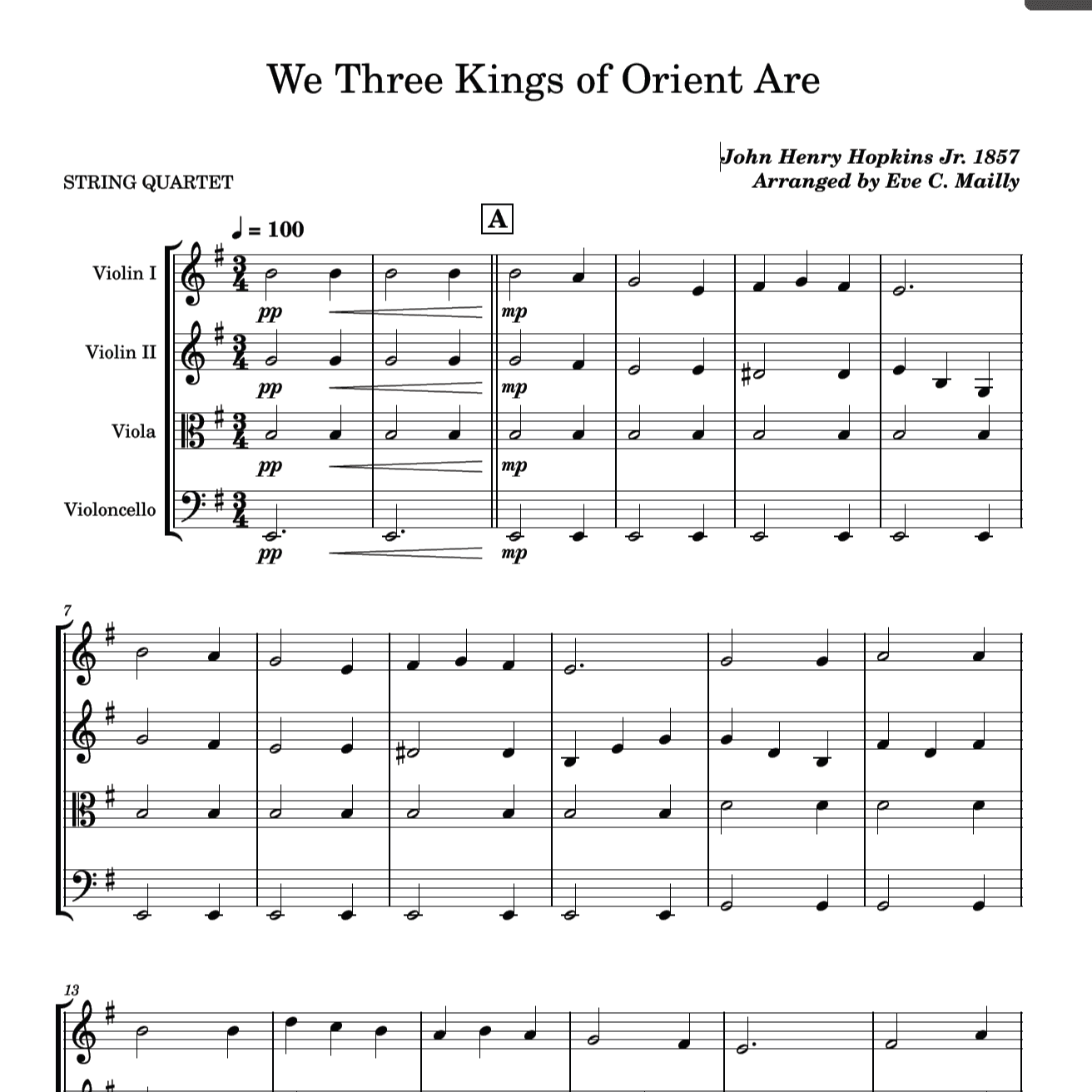 We Three Kings of Orient Are (arr. Eve C. Mailly - Zene Strings)