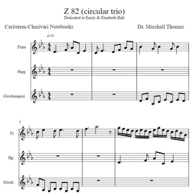 Z 82 (circular trio) for Flute, Harp, Glockenspiel
