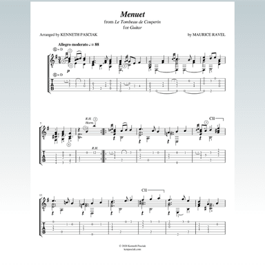 Menuet from Le Tombeau de Couperin (for Solo Guitar) (arr. Kenneth Pasciak)