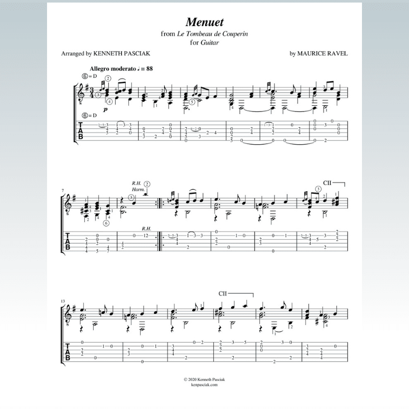 Menuet from Le Tombeau de Couperin (for Solo Guitar) (arr. Kenneth Pasciak)