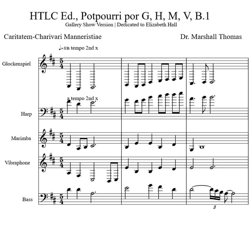 HTLC Ed., Potpourri por  Harp, Pitched Percussion, Bass