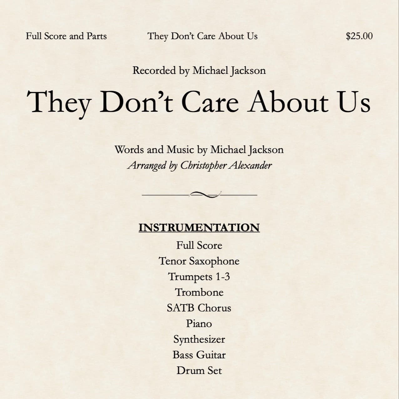 They Don't Care About Us (arr. Christopher Alexander)