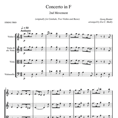 Concerto in F - 2nd movement - Reutter - String Trio (arr. Eve C. Mailly - Zene Strings)