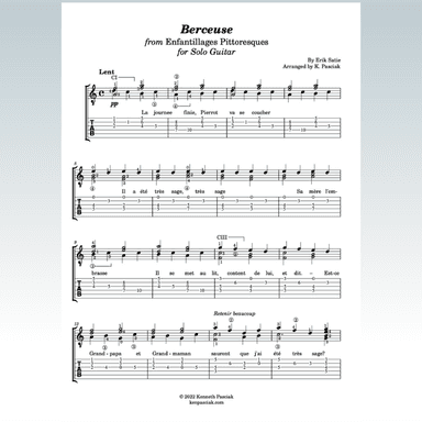 Berceuse (for Solo Guitar) (arr. Kenneth Pasciak)
