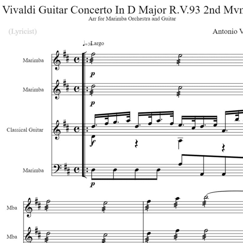 Concerto In D Major (arr. Robert Clarke)