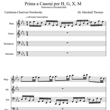 Prima a Canoni por Harp, Guitar, Xylophone, Marimba