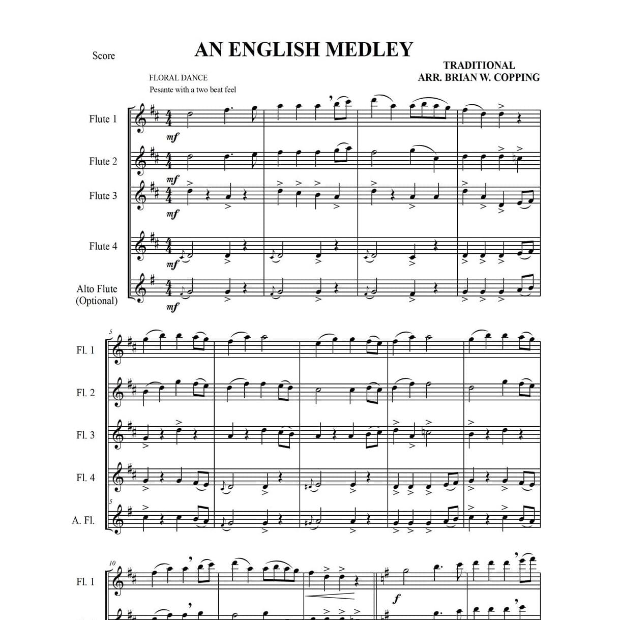 AN ENGLISH MEDLEY – FLUTE QUARTET (arr. BRIAN W. COPPING)