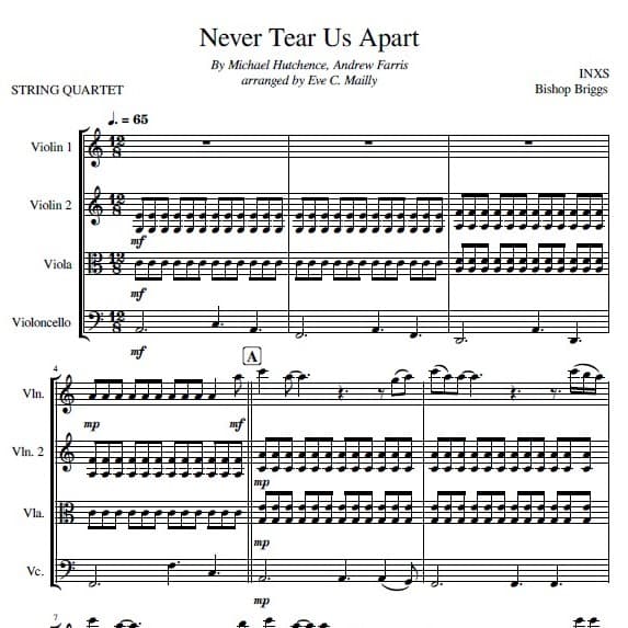 Never Tear Us Apart (arr. Eve C. Mailly - Zene Strings)