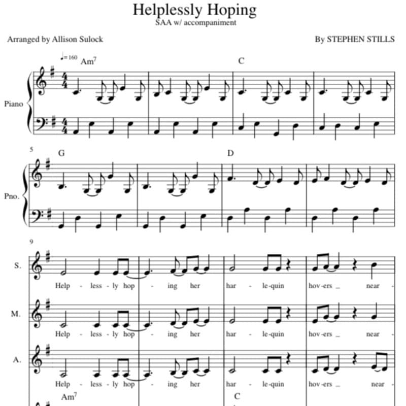 Helplessly Hoping (arr. Allison Sulock)