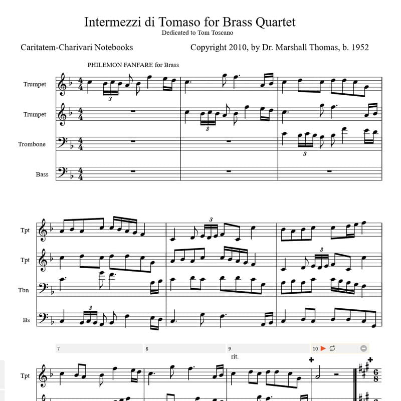 Intermezzi di Tomaso for Brass Quartet