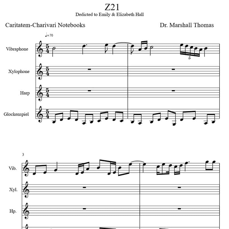 Z 21 for Percussion a Voce & Harp