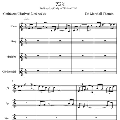 Z 28 for Flute, Harp, Marimba, Glockenspiel