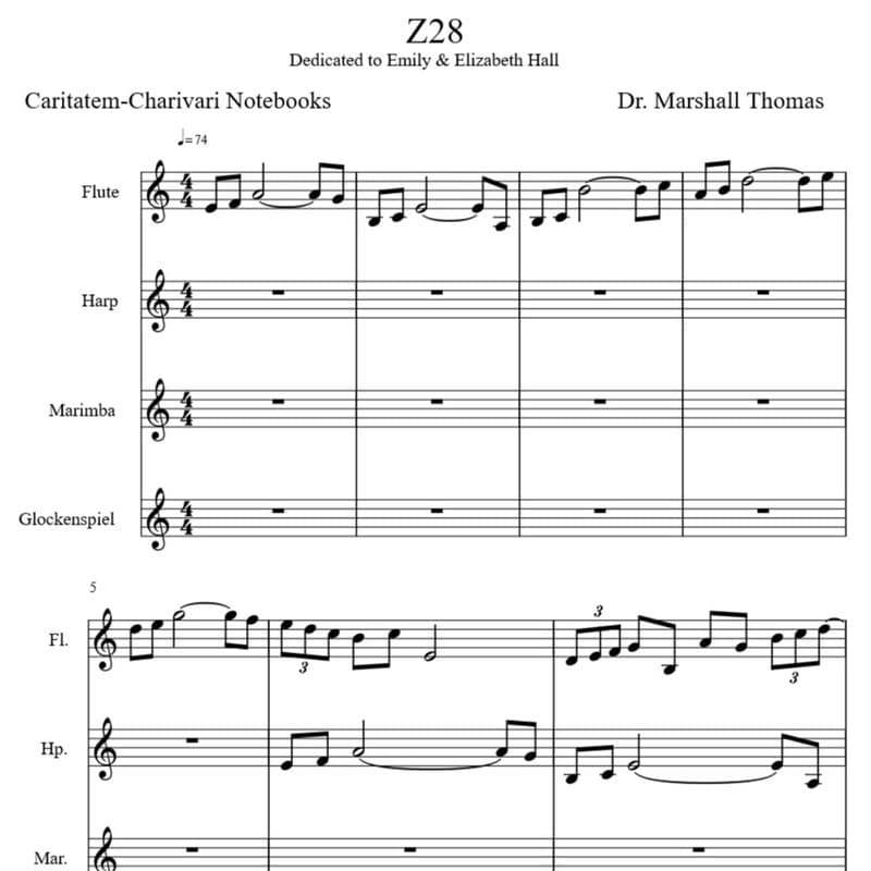 Z 28 for Flute, Harp, Marimba, Glockenspiel