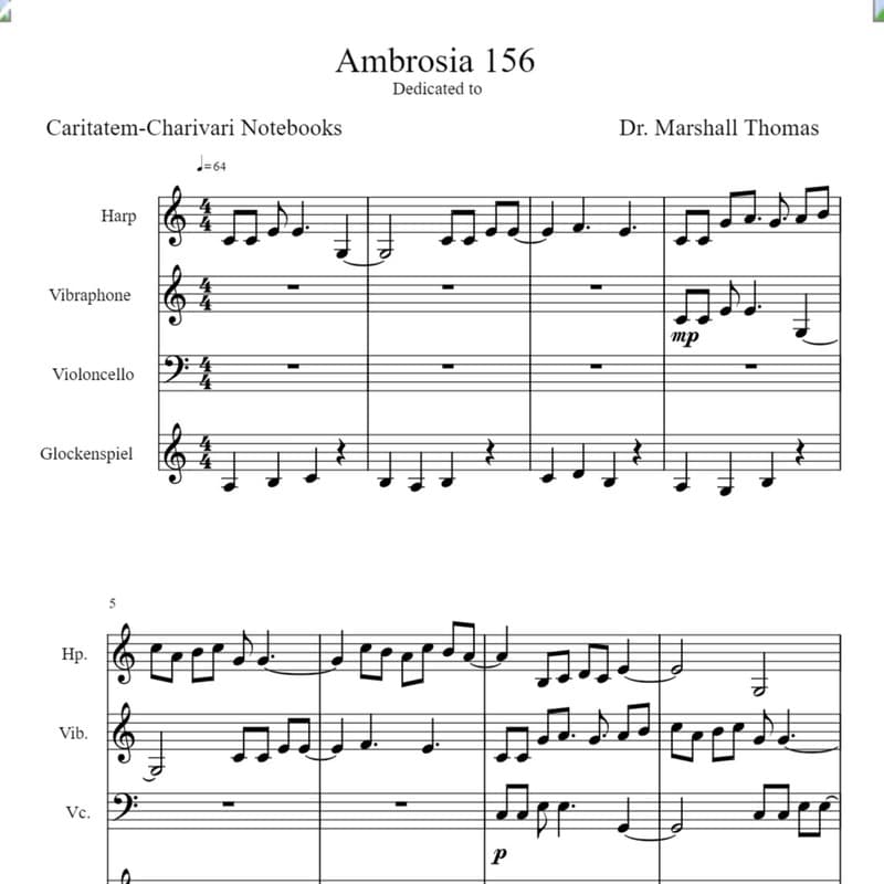 Ambrosia 156 Harp, Vibraphone, 'cello, Glockenspiel