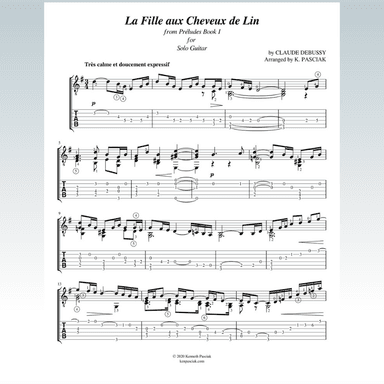 La Fille aux Cheveux de Lin (for Solo Guitar) (arr. Kenneth Pasciak)