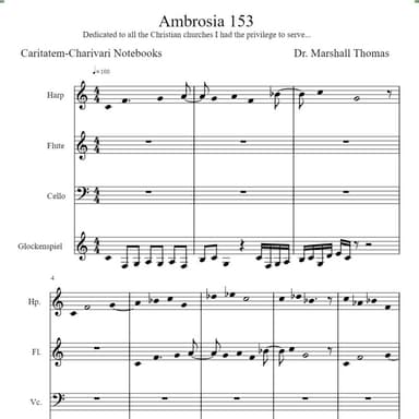 Ambrosia 153 for Harp, Flute, 'cello, Glockenspiel