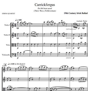 Carrickfergus (Do bhi bean uasal - There Was a Noblewoman) (arr. Eve C. Mailly - Zene Strings)