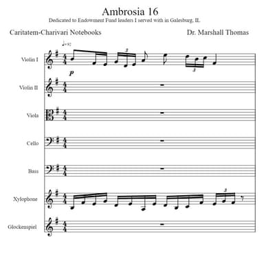 Ambrosia 16 for String Quintet, Percussion a Voce