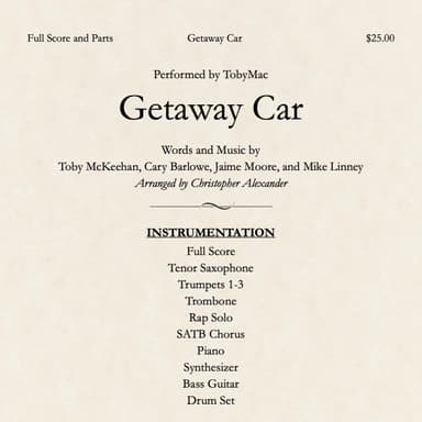 Getaway Car (arr. Christopher Alexander)