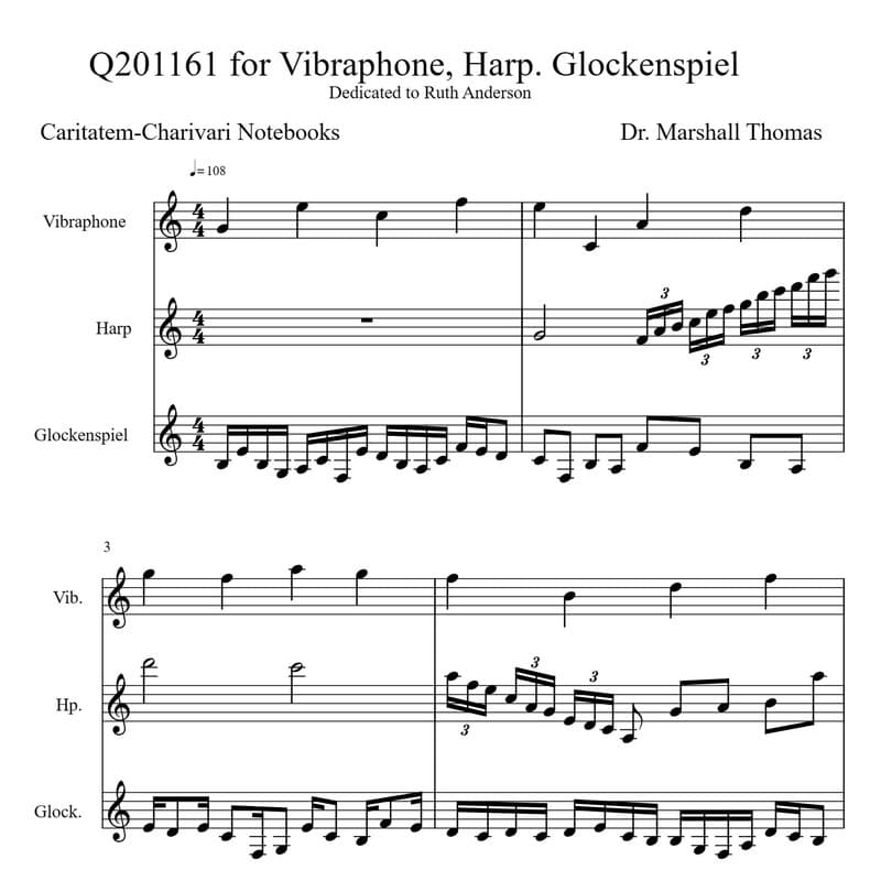 Q201161 for Vibraphone, Harp. Glockenspiel