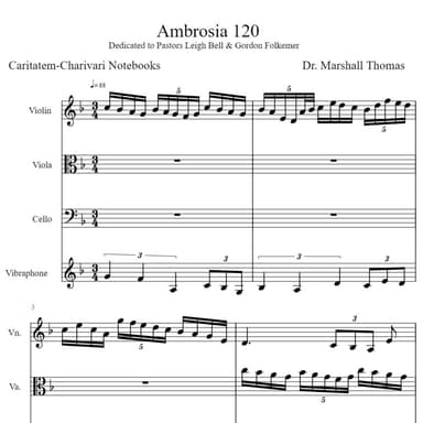 Ambrosia 120 for String Trio & Vibraphone