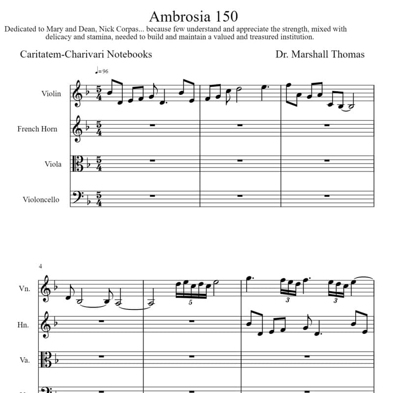 Ambrosia 150 for Violin, Corno, Viola, 'cello