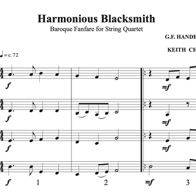 Harmonious Blacksmith (A Baroque Fanfare for String Quartet) (arr. Keith Christopher)