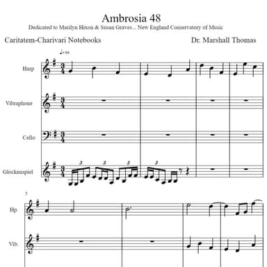 Ambrosia 48 for Harp, 'cello, Pitched Percussion