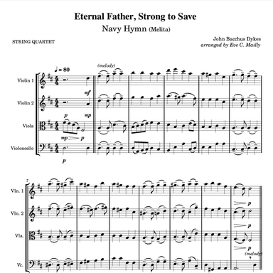 Eternal Father, Strong to Save - Navy Hymn (Melita) - String Quartet (arr. Eve C. Mailly - Zene Strings)