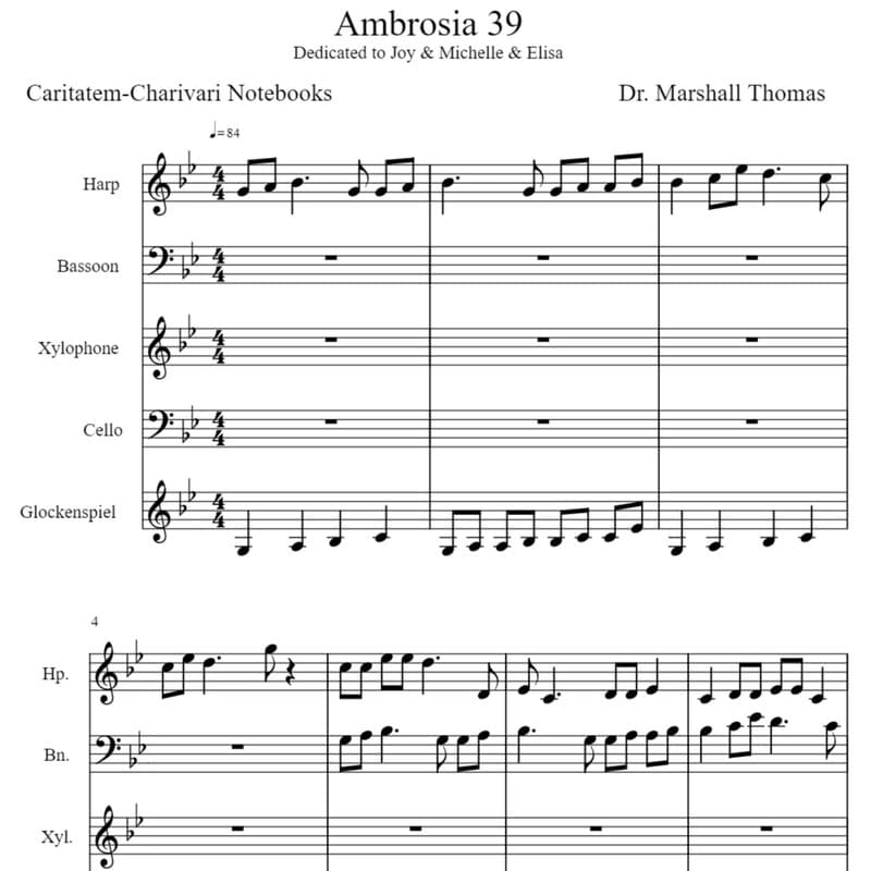 Ambrosia 39 for Harp, Bassoon, Xylophone