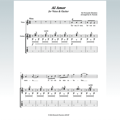 Al Amor (for Voice and Guitar) (arr. Kenneth Pasciak)