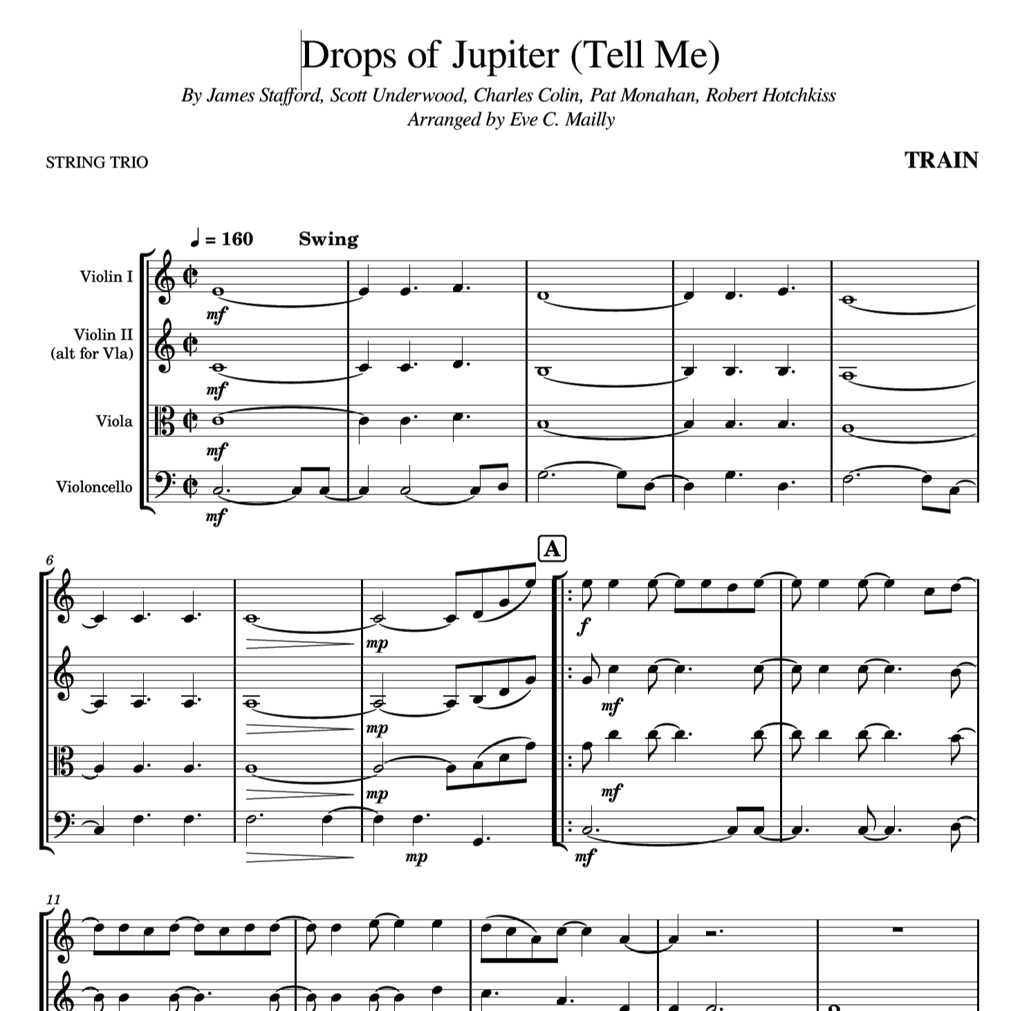 Drops Of Jupiter (tell Me) (arr. Eve C. Mailly - Zene Strings)