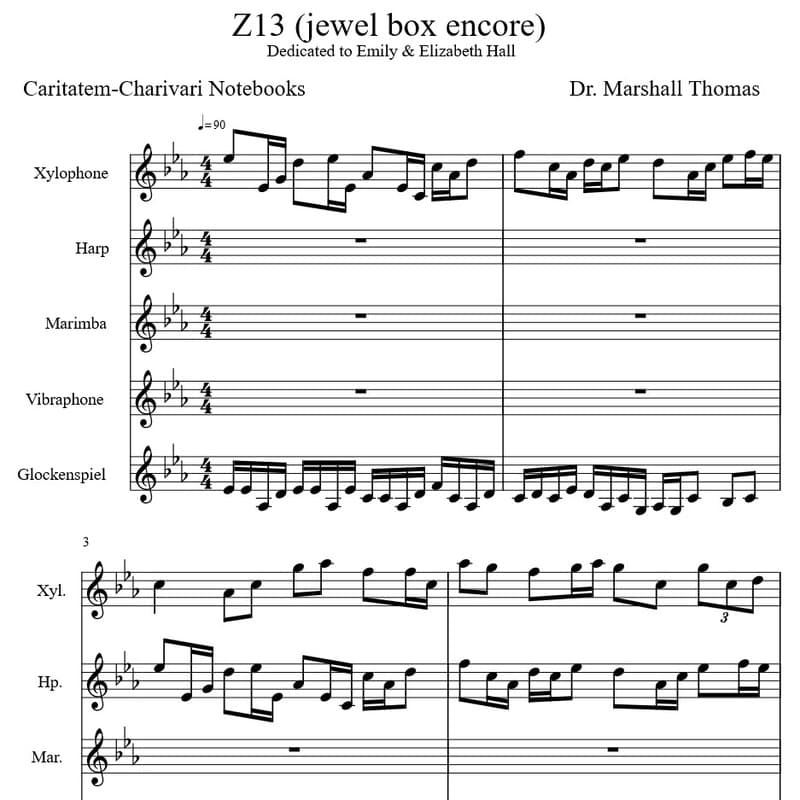 Z 13 (jewel box encore) for Percussion & Harp