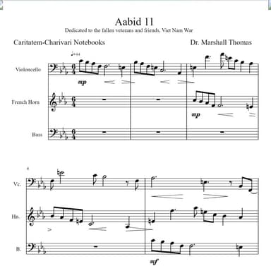 Aabid 11 for 'cello, Corno, Bass