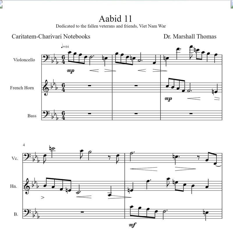 Aabid 11 for 'cello, Corno, Bass