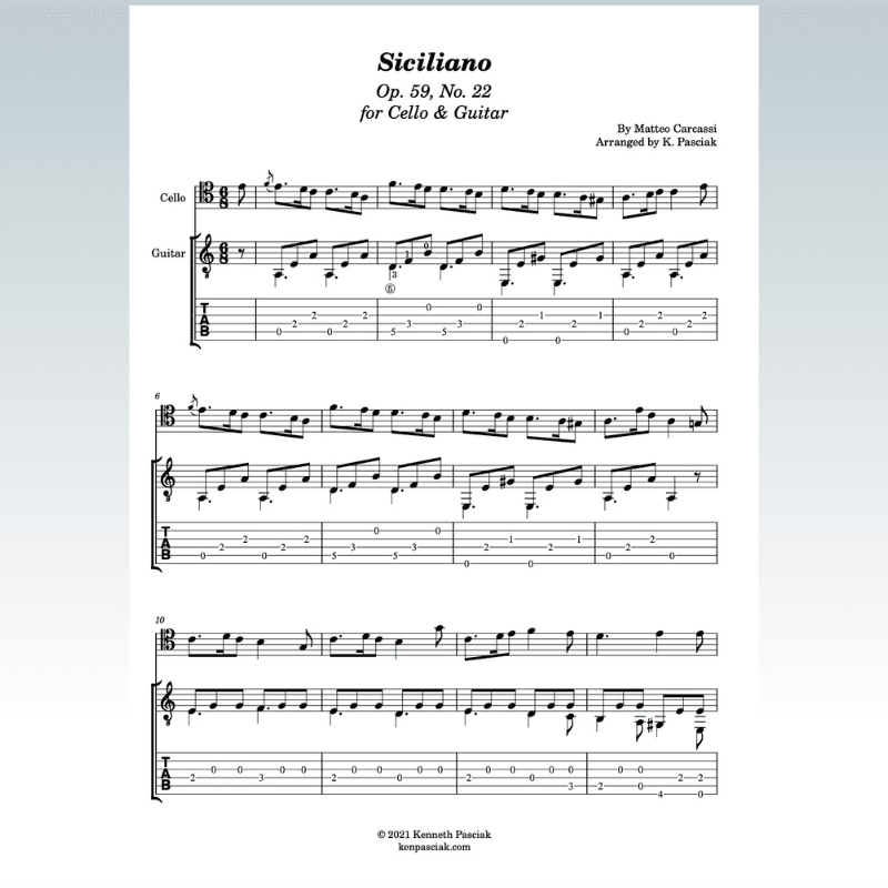 Siciliano (for Cello and Guitar) (arr. Kenneth Pasciak)