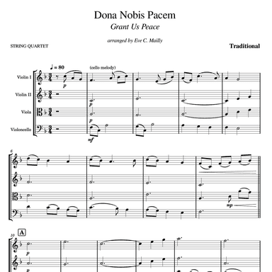 Dona Nobis Pacem (Grant Us Peace) - String Quartet (arr. Eve C. Mailly - Zene Strings)