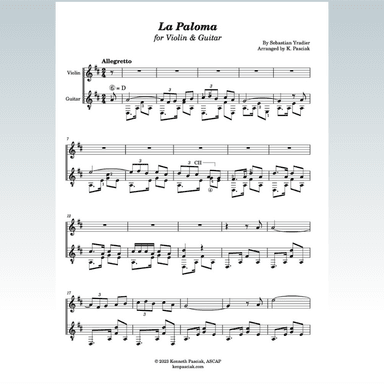 La Paloma (for Violin & Guitar) (arr. Kenneth Pasciak)